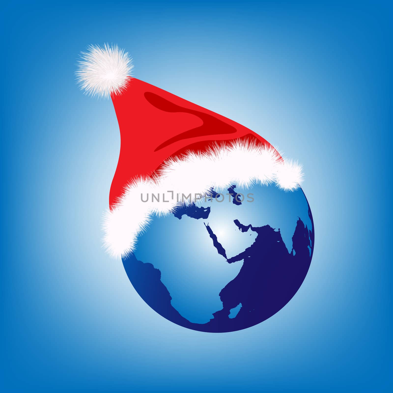 Santa hat on globe by Lirch