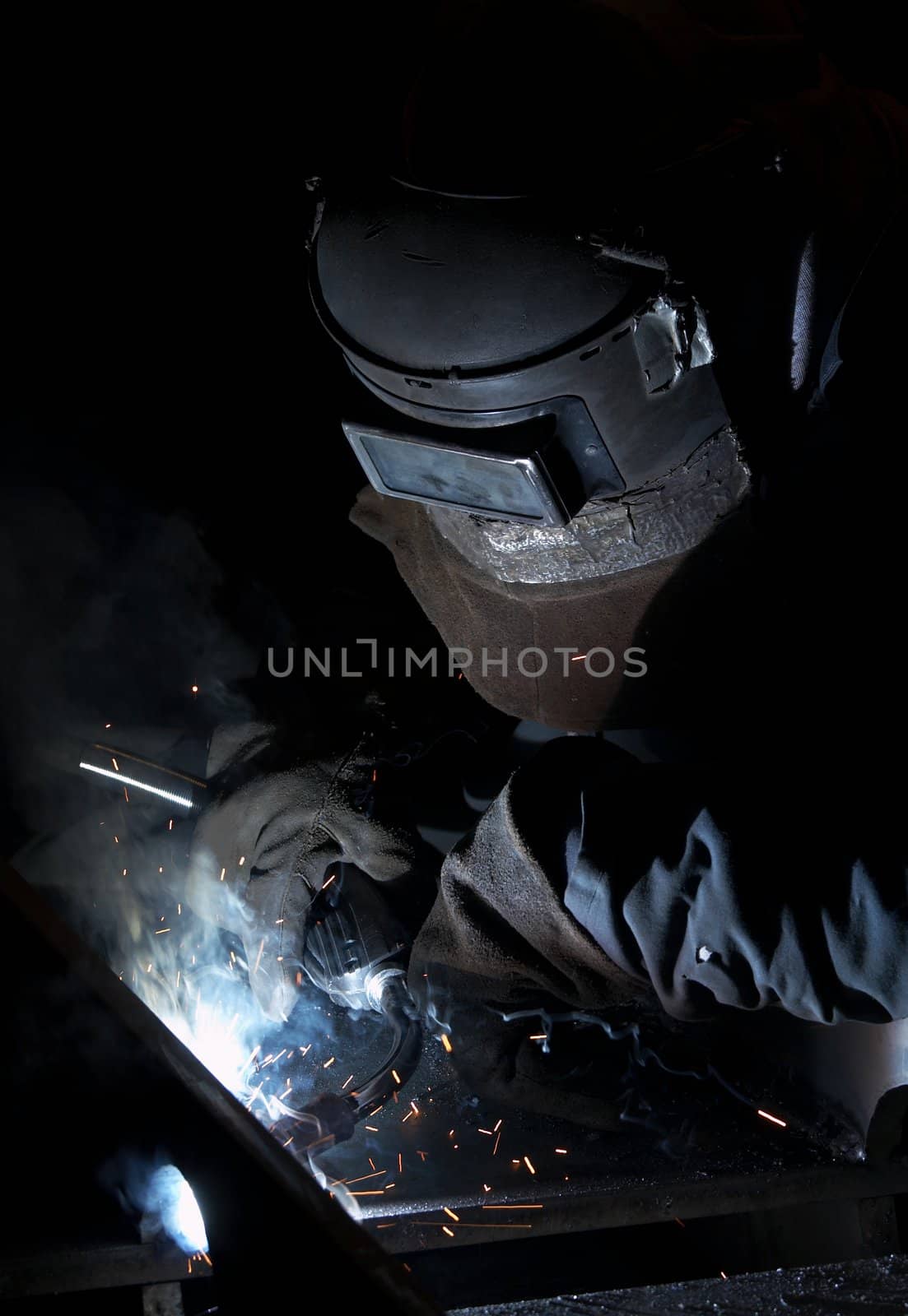 a picture of a welder hard at work