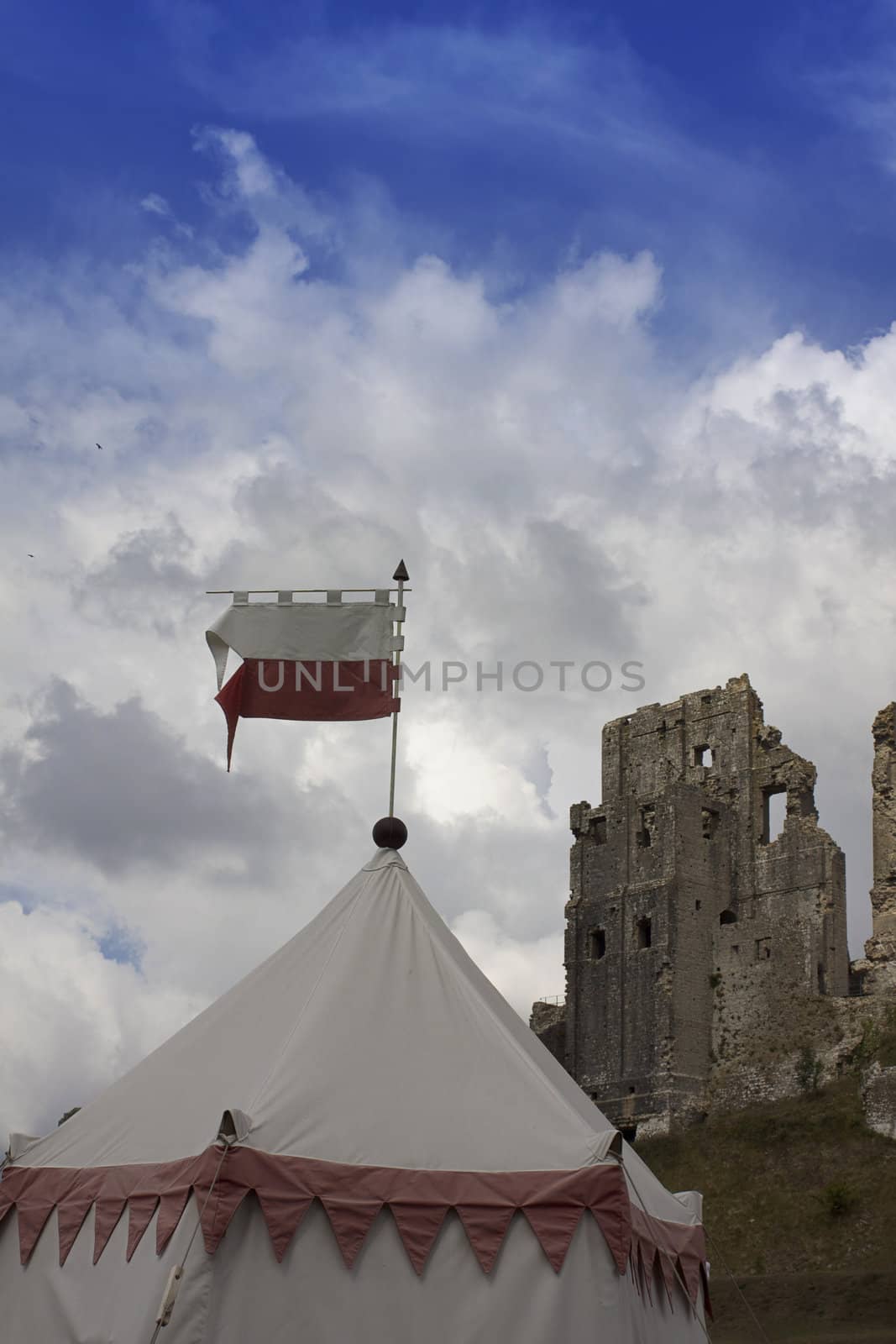 Corfe Castle in Dorset. A 1000 year old castle ruin located in Dorset, Hampshire England.