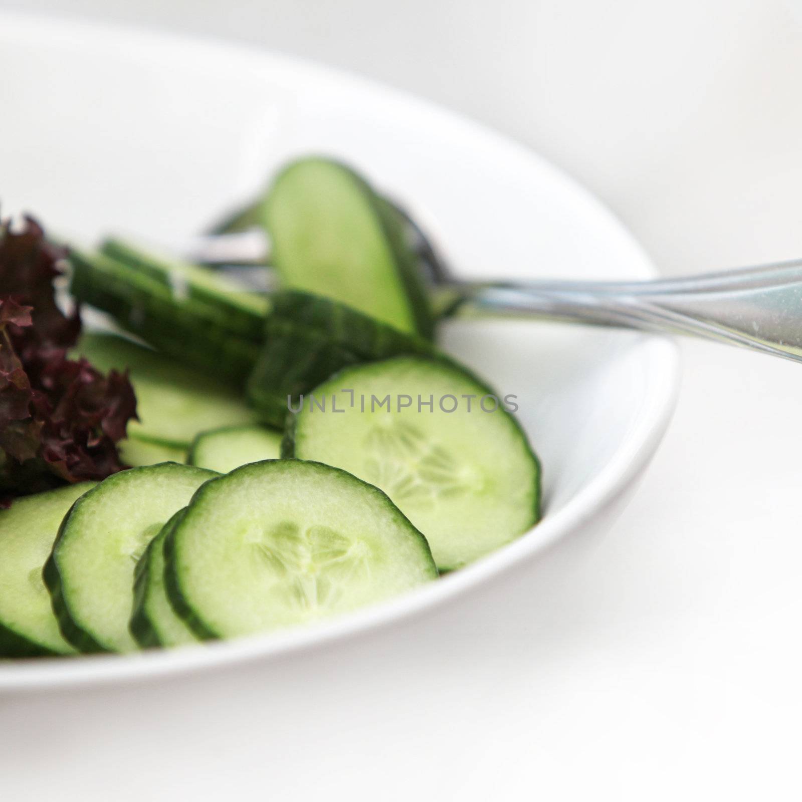 Fresh cucumber salad - close-up