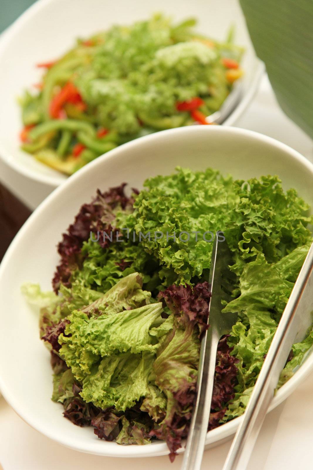 mixed green salad - close-up
