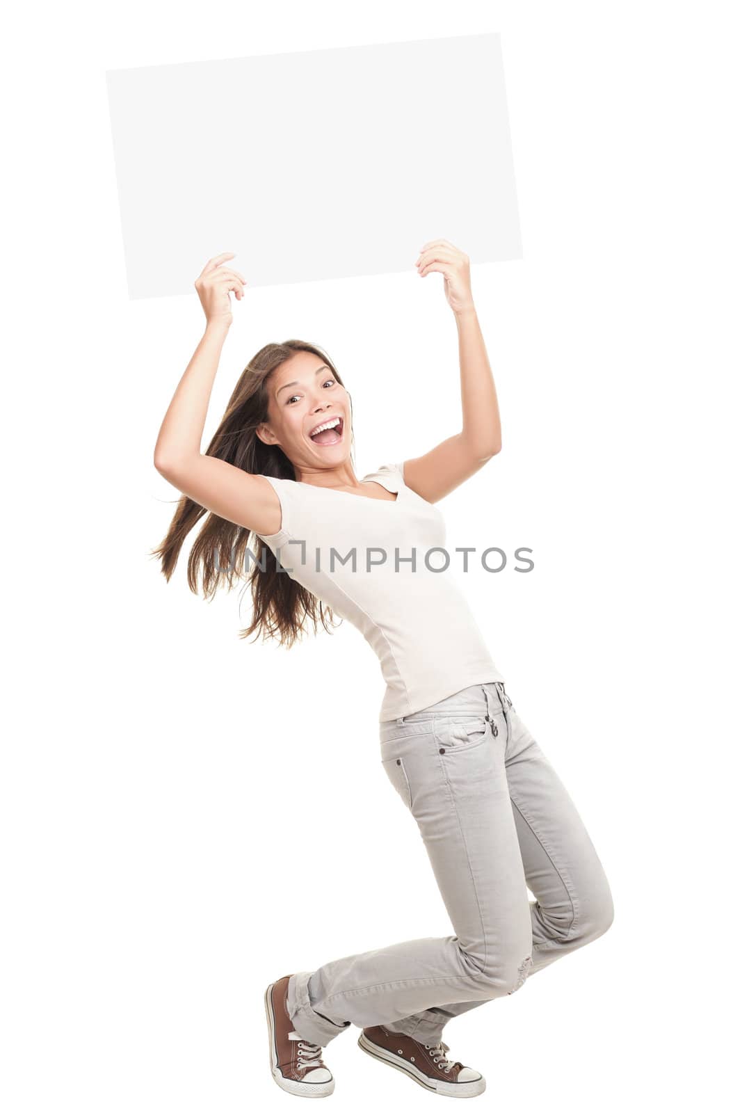 Blank poster sign woman excited   by Maridav