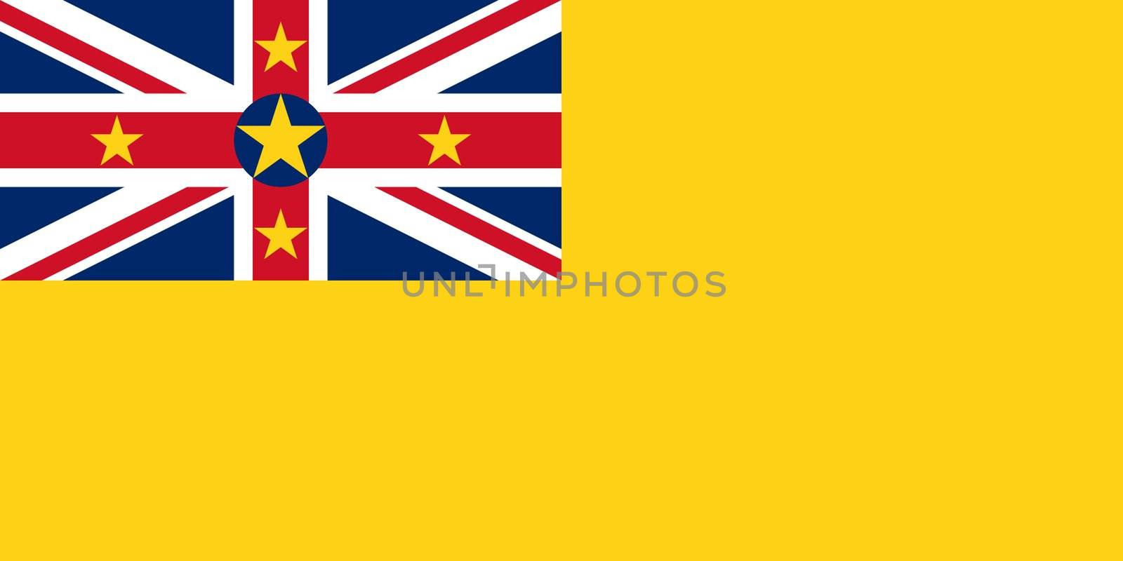 Sovereign state flag of dependent country of Niue in official colors. 