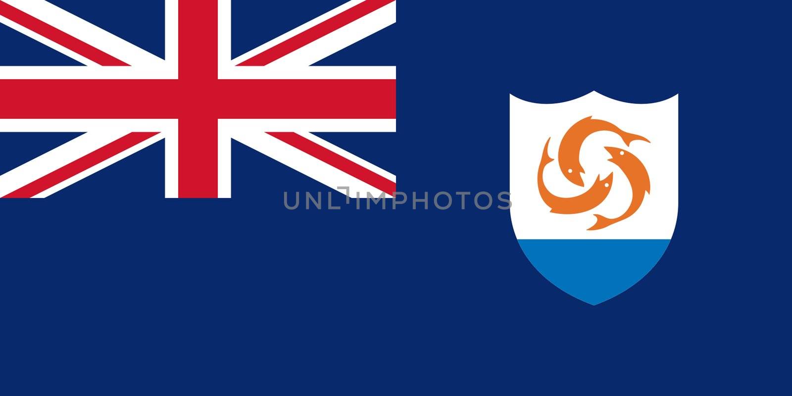 Sovereign state flag of dependent country of Anguilla in official colors. 