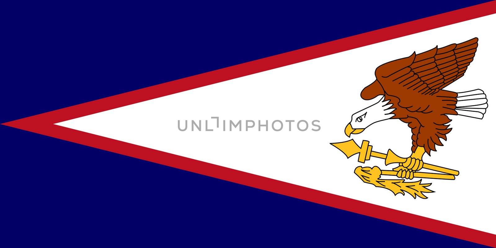 Sovereign state flag of dependent country of American Samoa in official colors. 