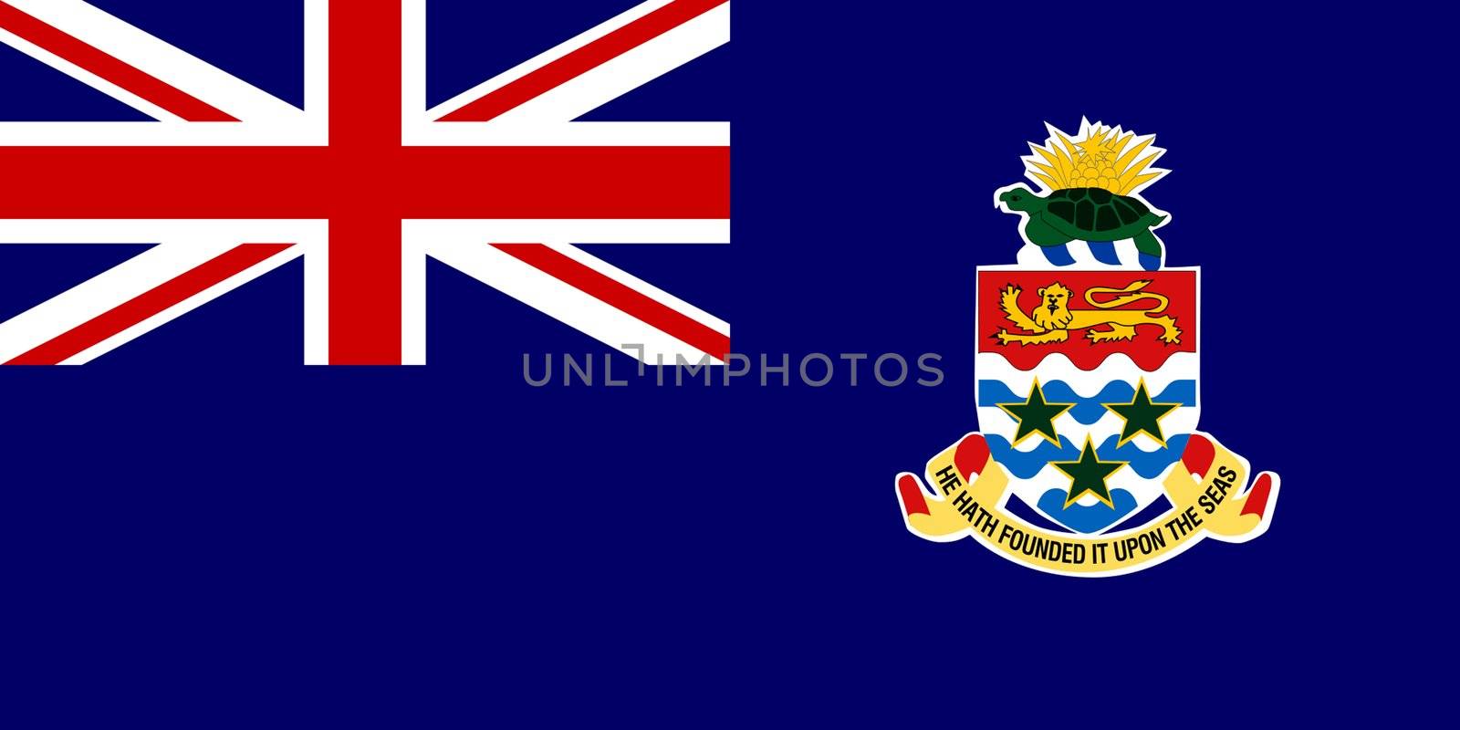 Sovereign state flag of dependent country of Cayman Islands in official colors. 