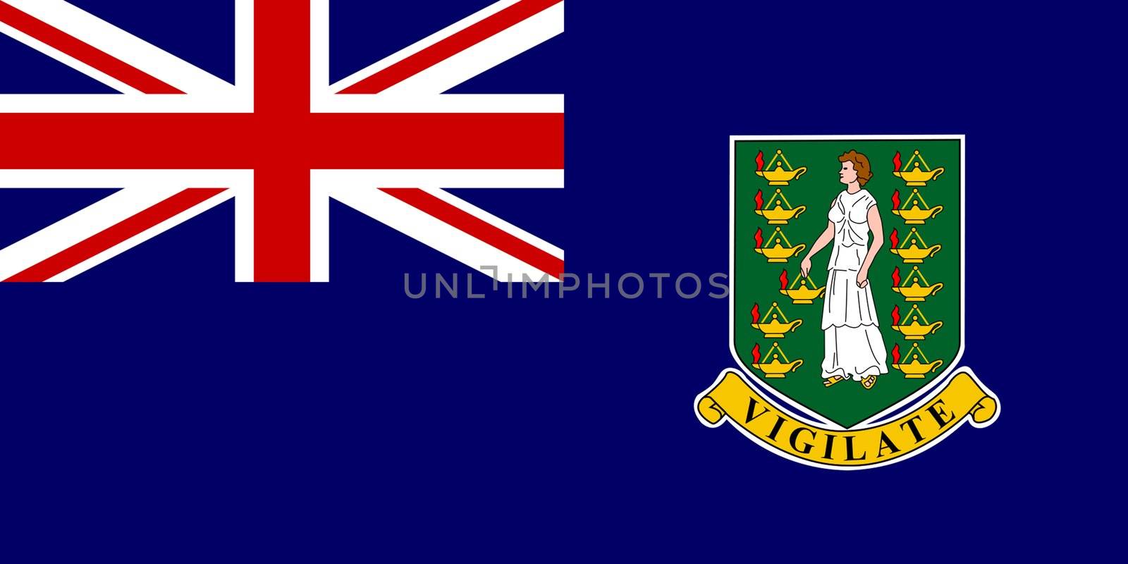 Sovereign state flag of dependent country of British Virgin Islands in official colors. 