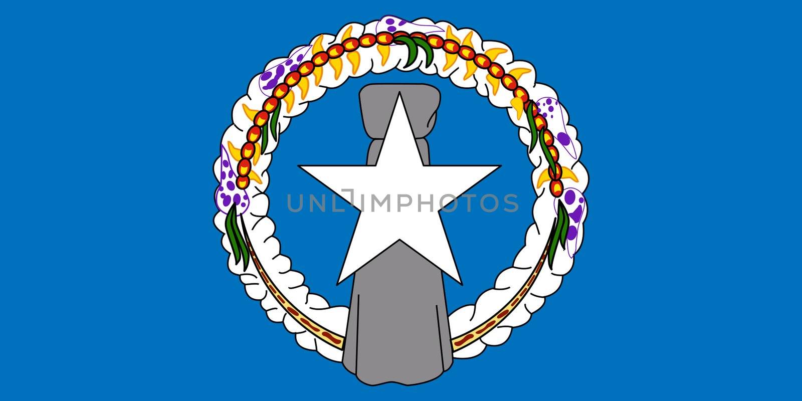 Sovereign state flag of dependent country of Northern Mariana Islands in official colors. 