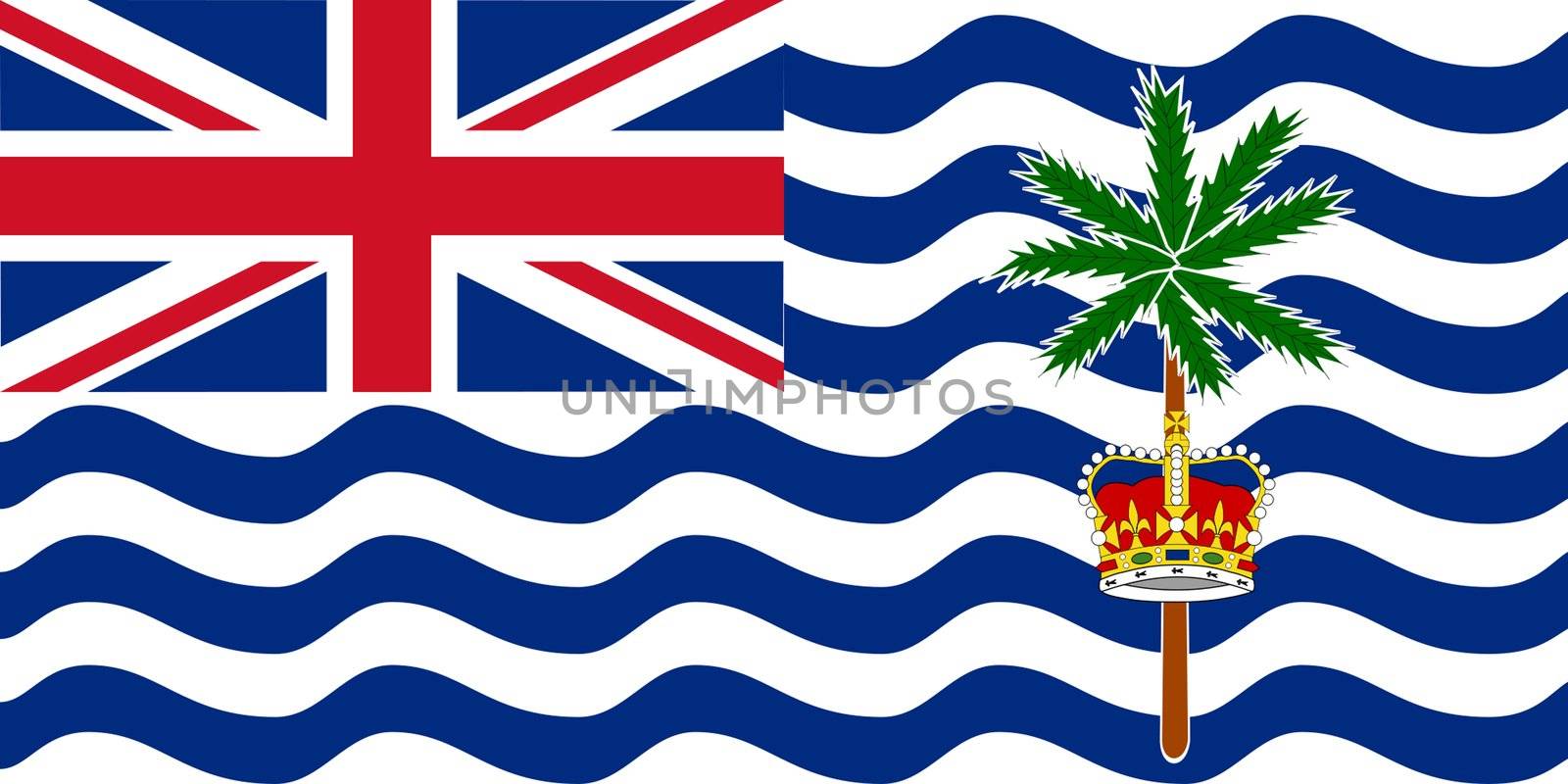 Sovereign state flag of dependent country of British Indian Ocean Territory in official colors. 