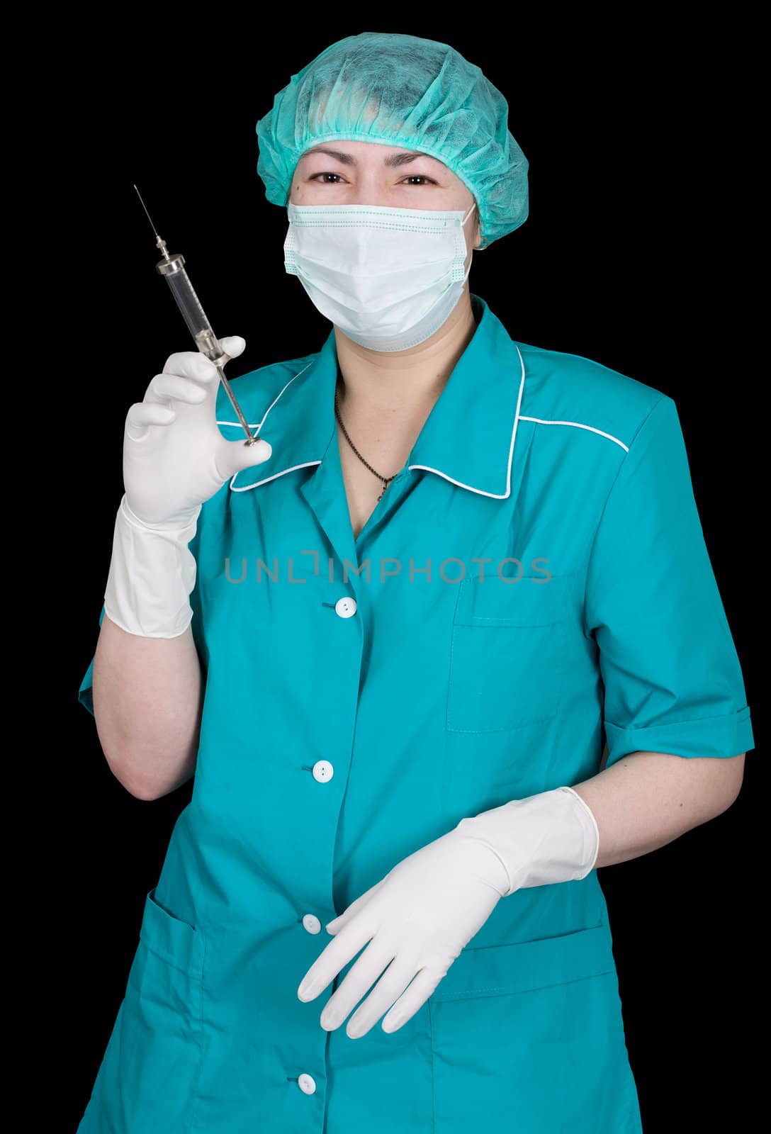 Nurse with syringe in hand by pzaxe