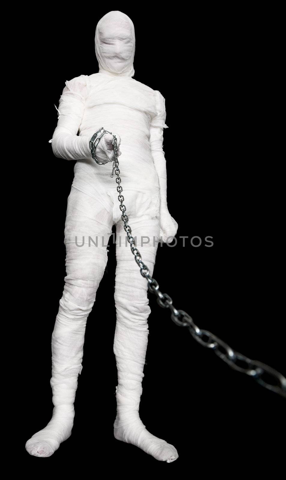 Man in costume mummy with chain by pzaxe