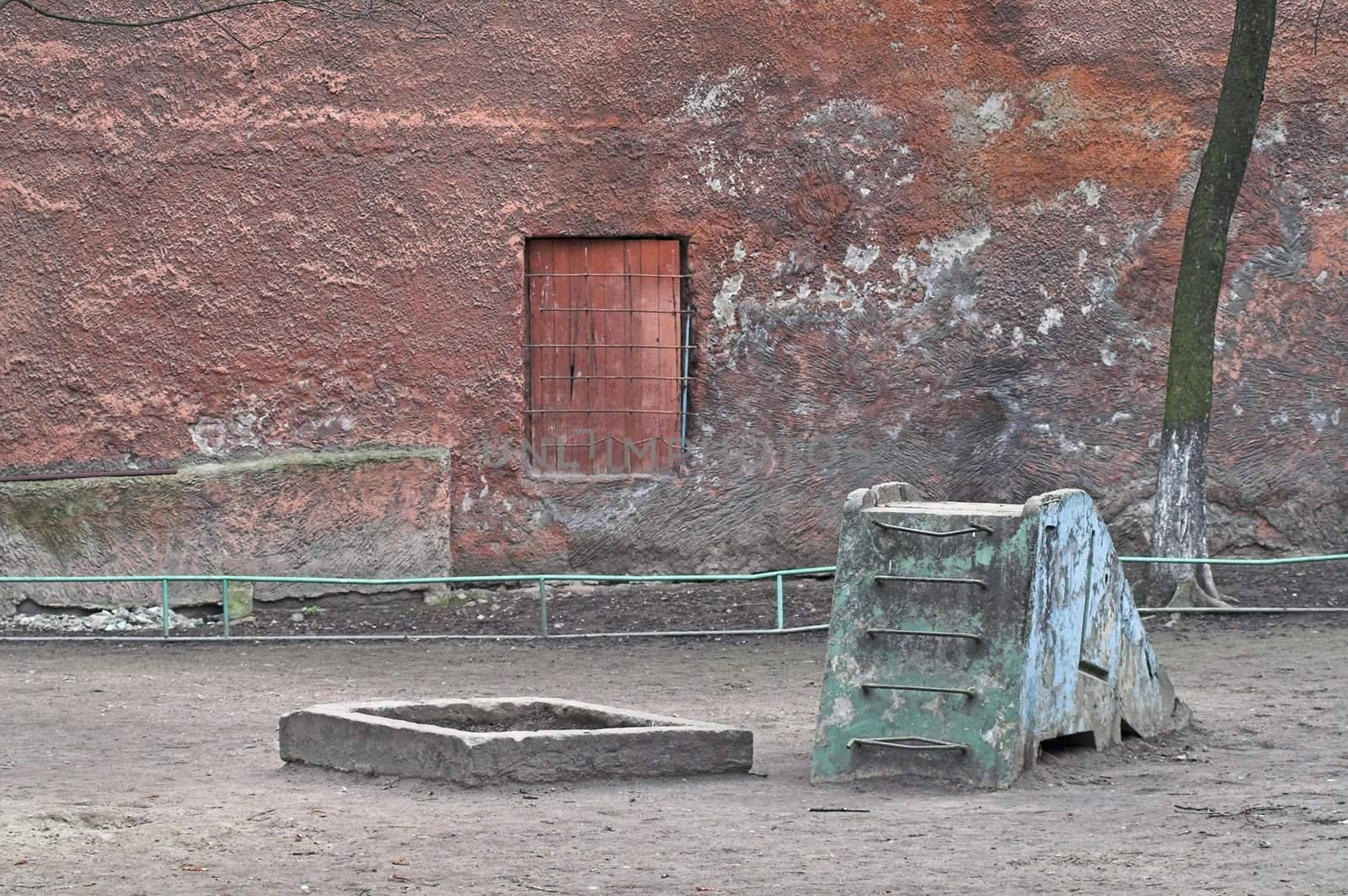 Playground beside old city house