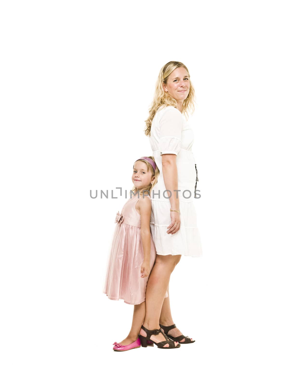 Mother and Daughter isolated on white background