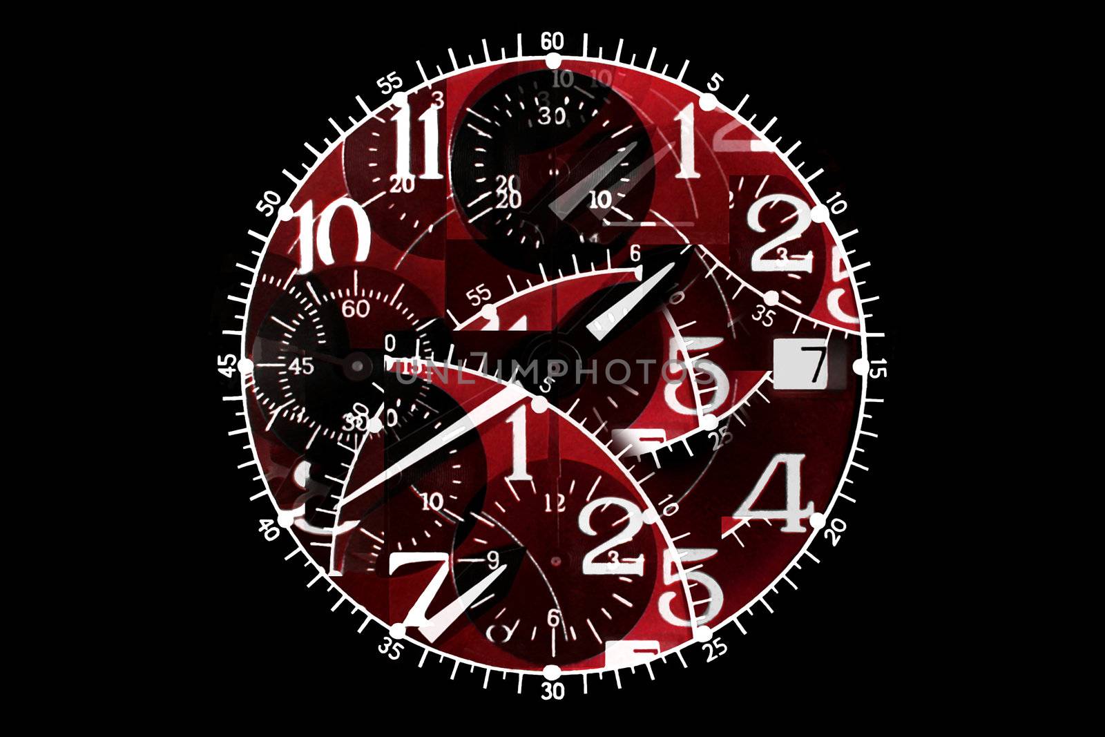 Big abstract wristwatch dial. Manipulated photo.