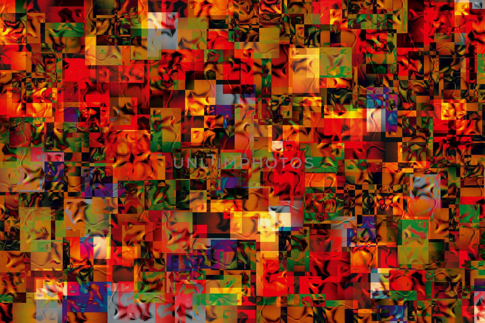 Abstract artwork made out of cirka 150 small pieces of one and only one small photo (3x4cm). Creative photo manipulation 