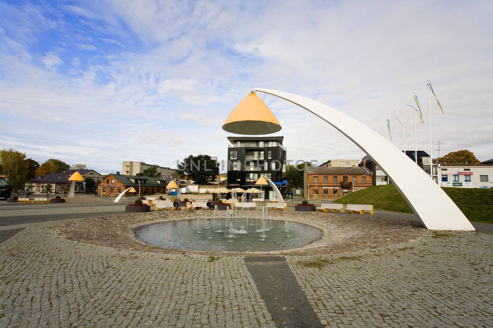 Architectural central square in Rakvere, Estonia