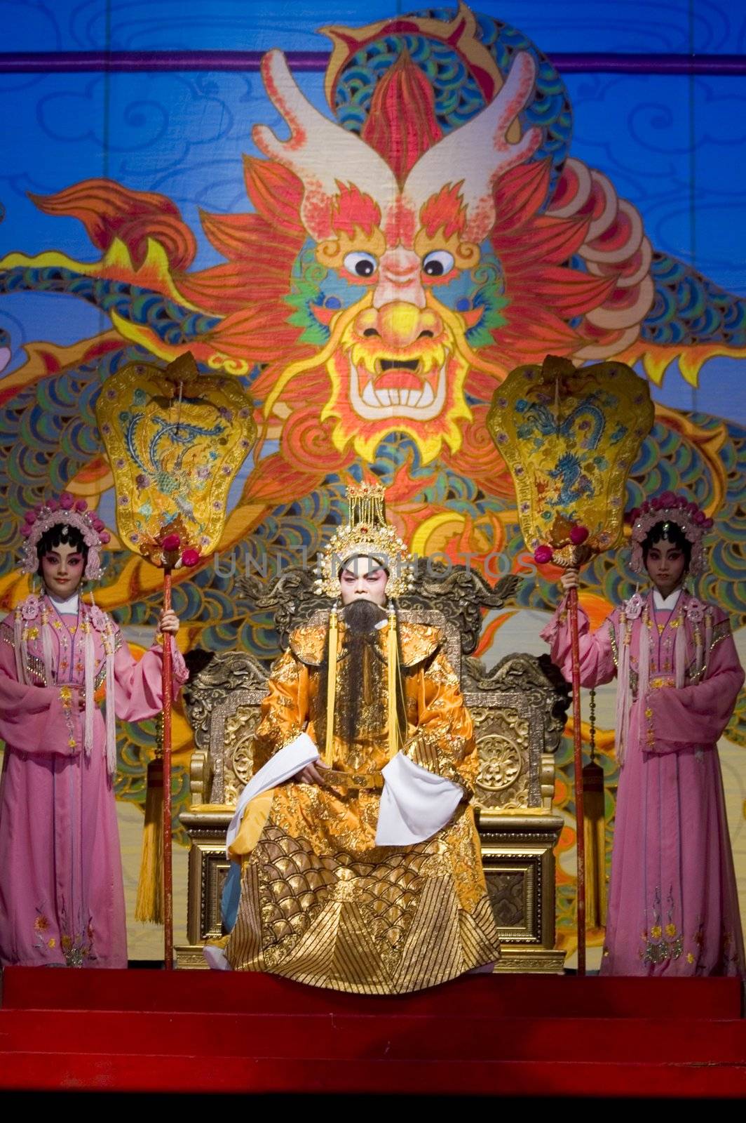 CHINA, SHENZHEN, GUANGDONG PROVINCE - FEBRUARY 13, 2009: Traditional Beijing Opera, performed by professional Chinese actors and actress for Chinese New Year celebration.
