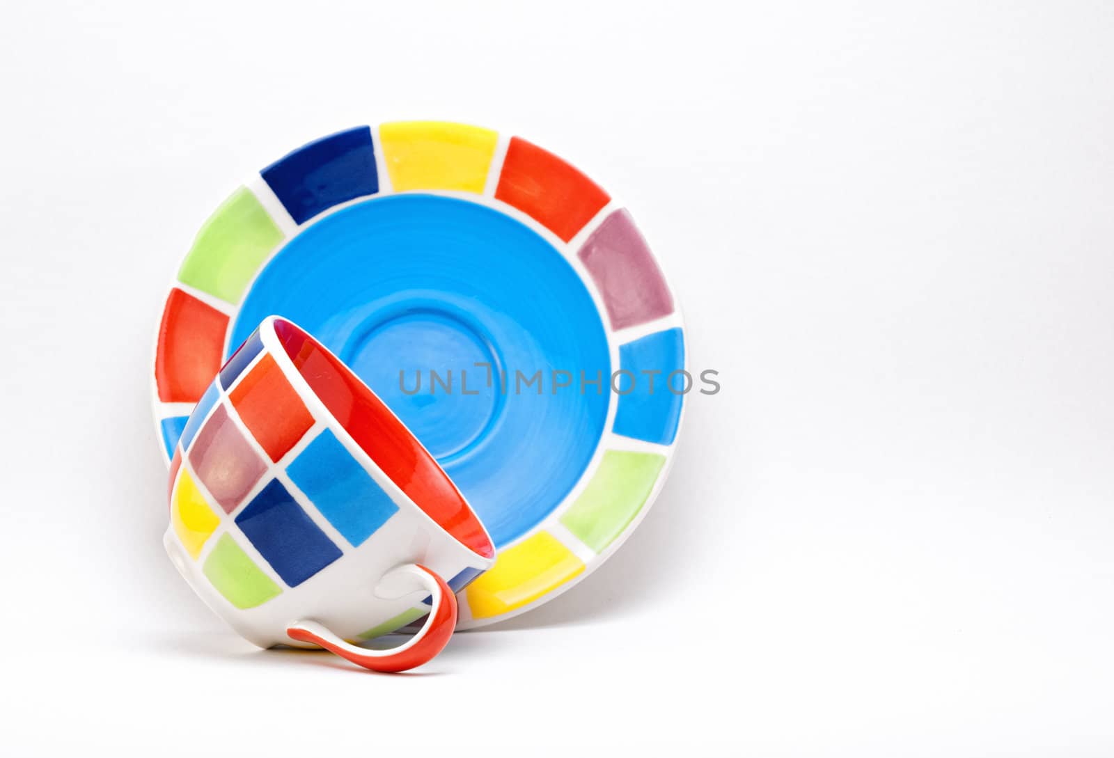 Colourful Checkered Cup on a White Background.