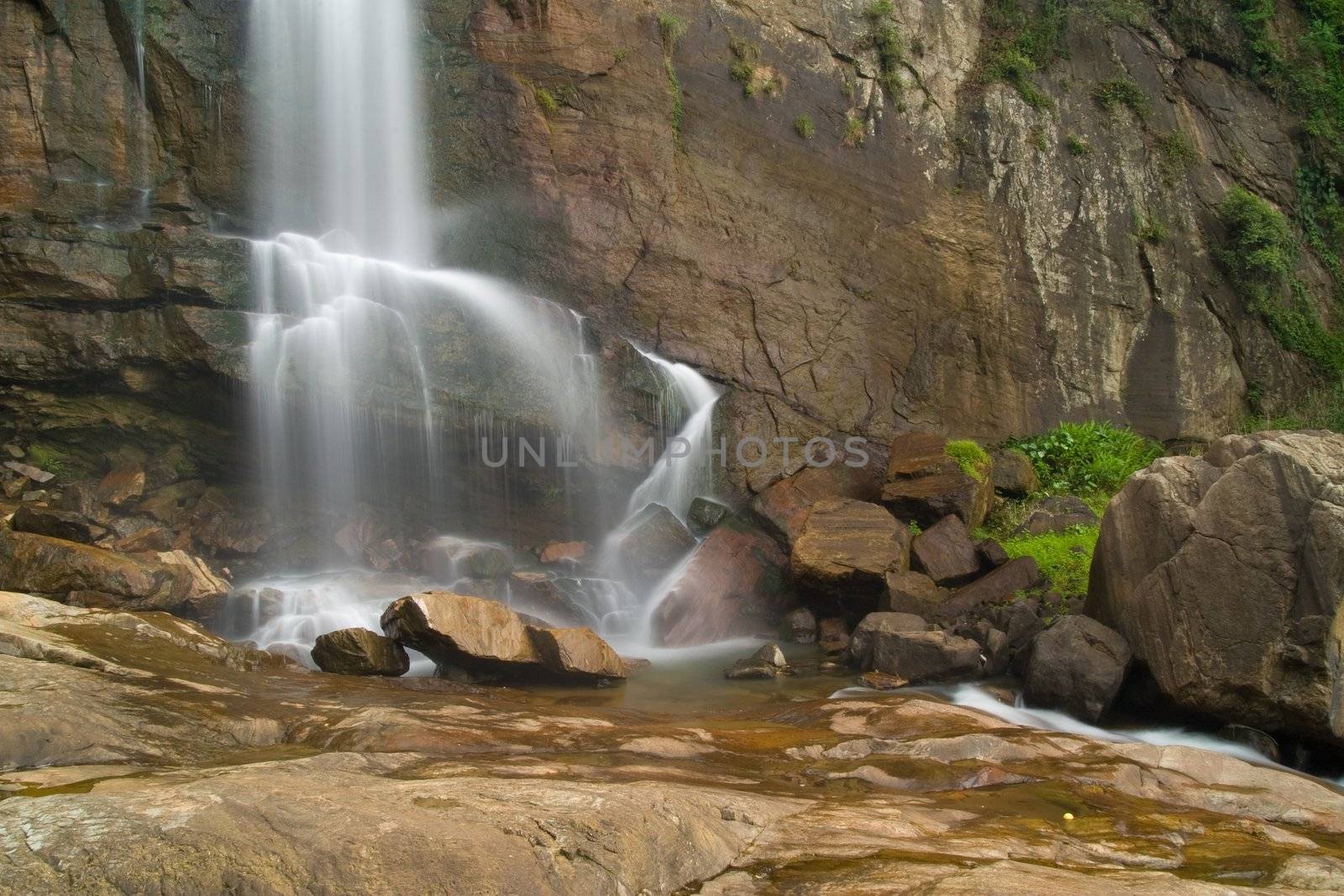 Waterfall in rainforest in Srilanka.