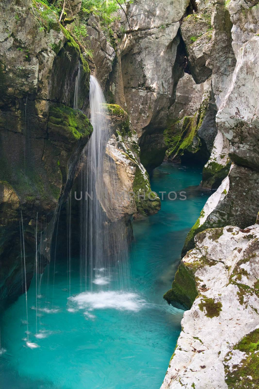 Canyon of Soca river also known as "emerald river" Slovenia. 