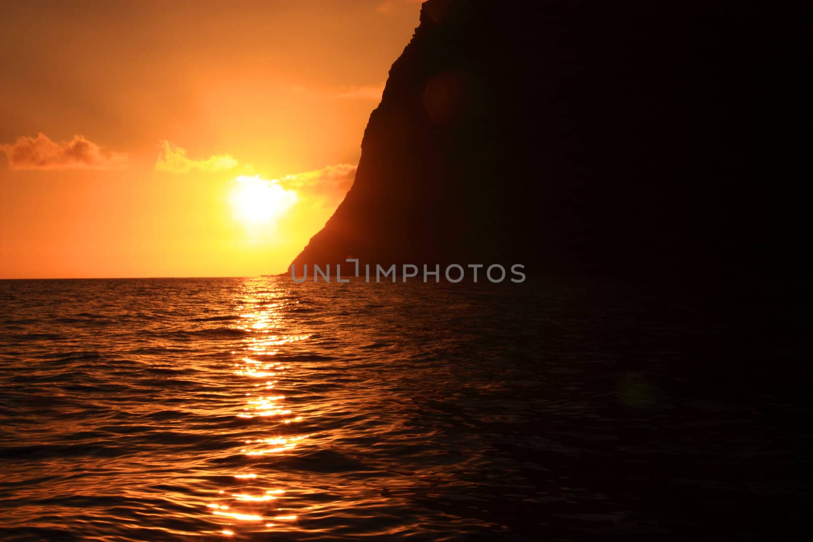 Sunset over the sea by the coast