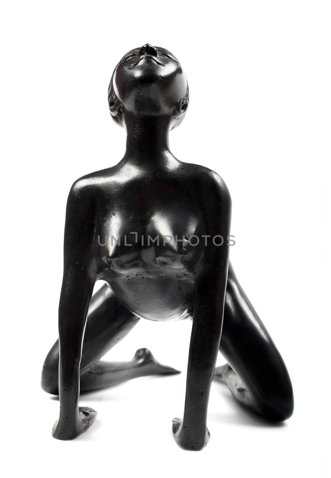 statuette of nude girl isolated over white