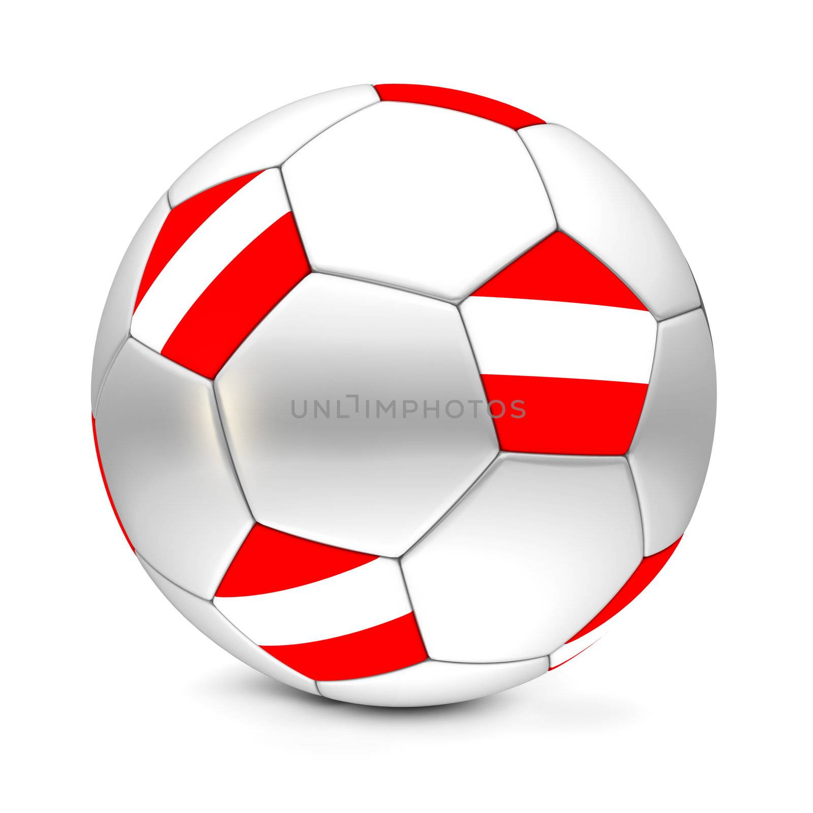 shiny football/soccer ball with the flag of Auistria on the pentagons