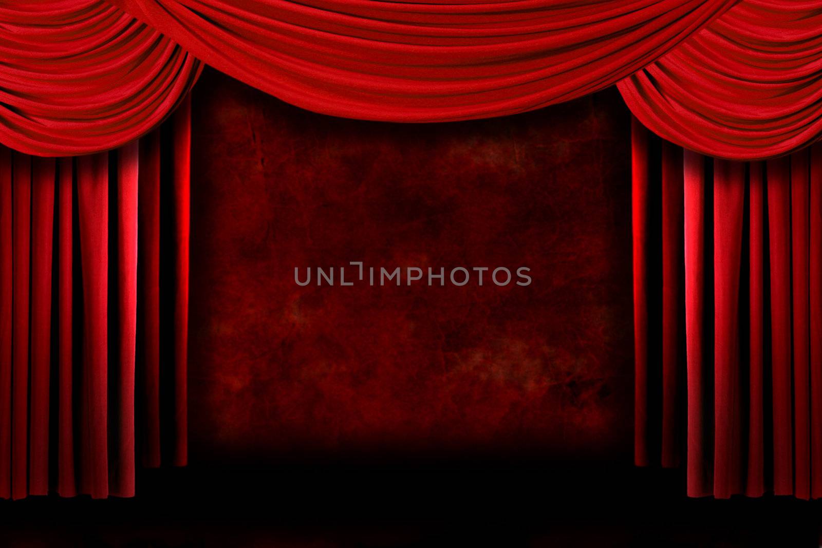 Grunge Stage Theater Drape Curtains Against a Dark Background