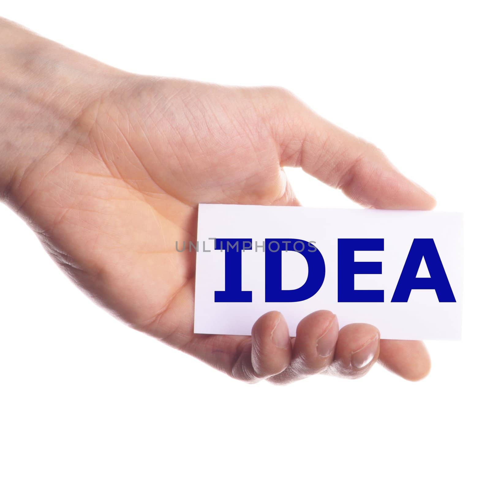 idea or creativity concept with hand and paper