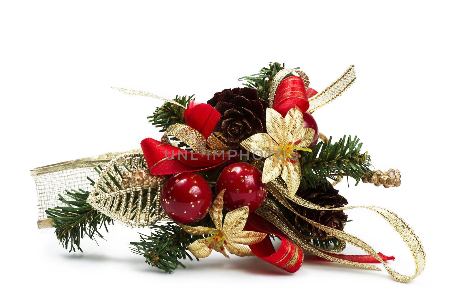 christmas arrangement on white background