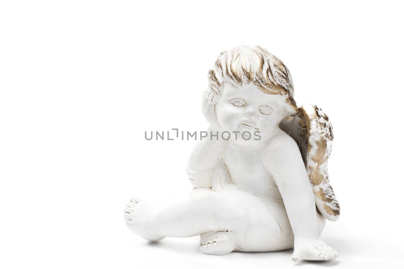 white golden thinking christmas angel figurine by RobStark