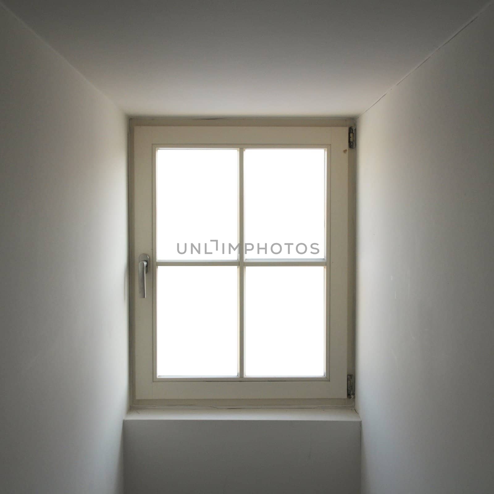 window with white copyspace in a dark room