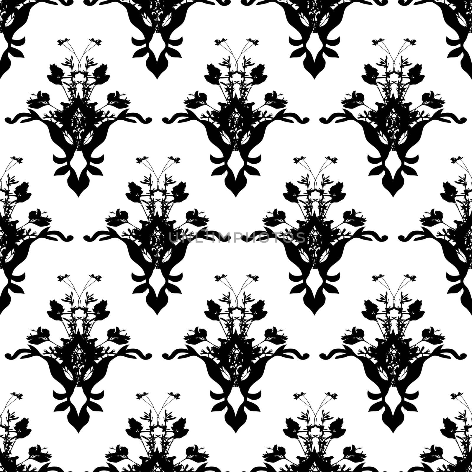 Black and white floral background wallpaper with repeat design