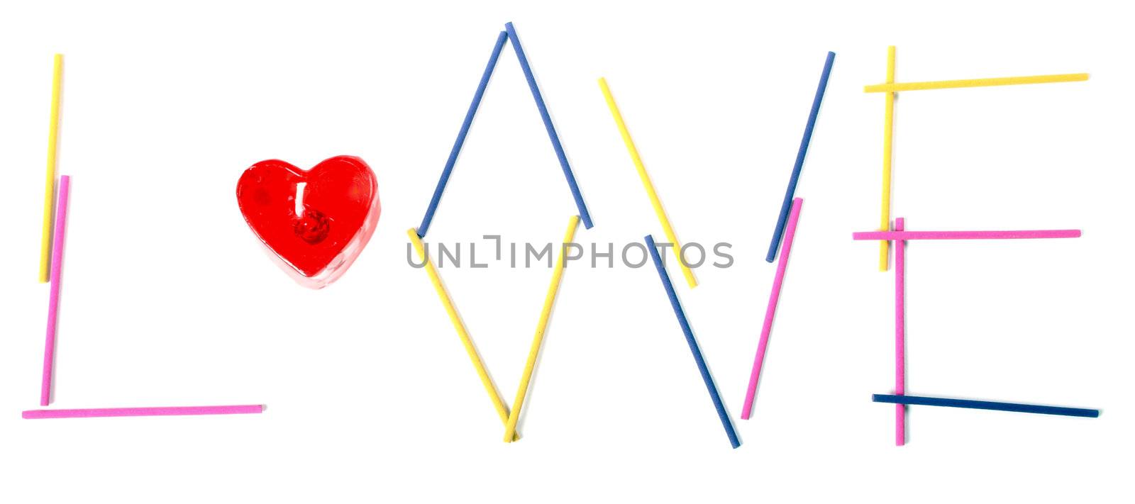 love by aroma sticks isolated over white