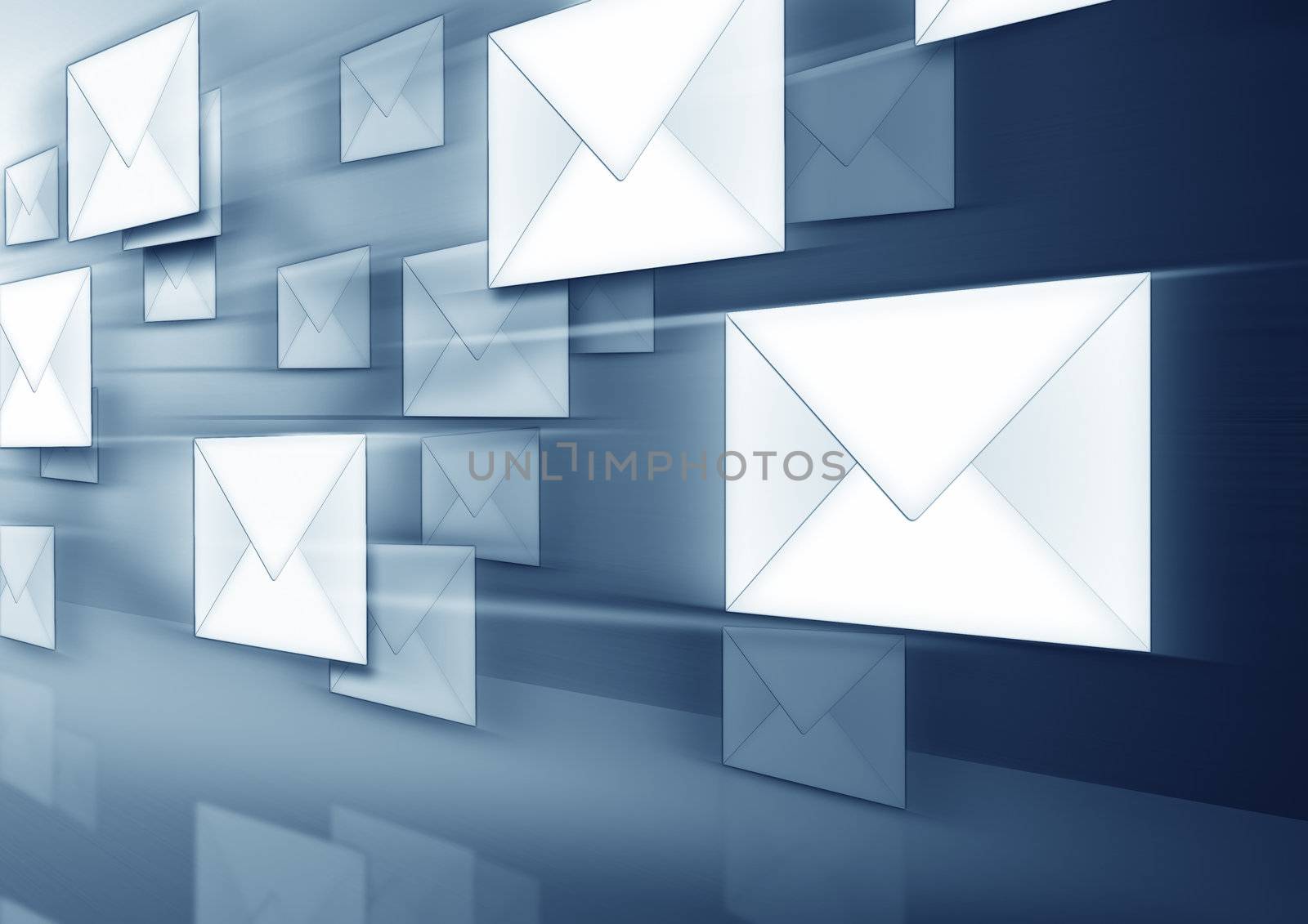 An image of some flying envelopes