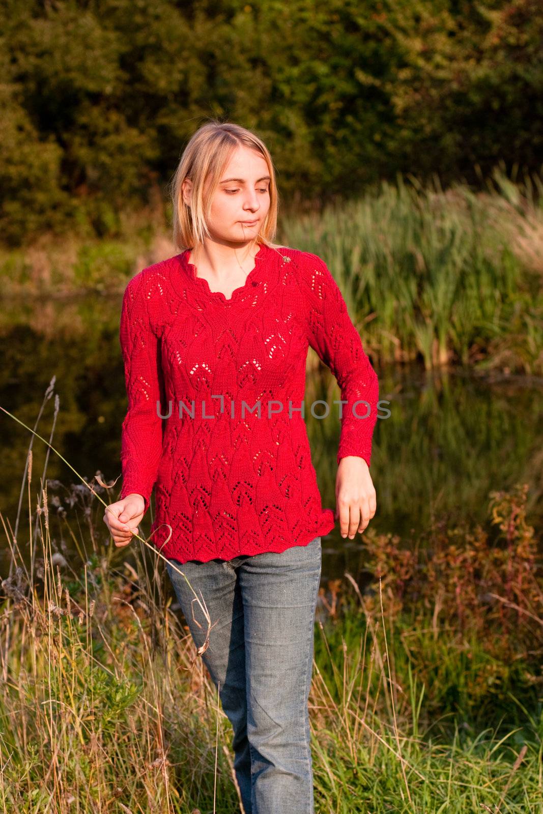 Girl in red pullover by foaloce