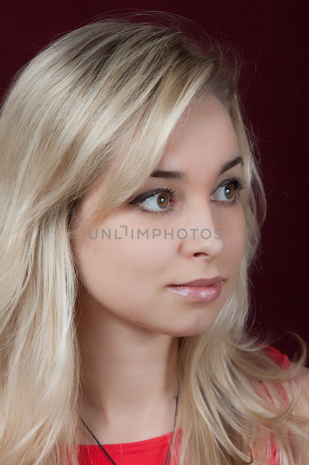 Portrait of the young beautiful girl on a dark background