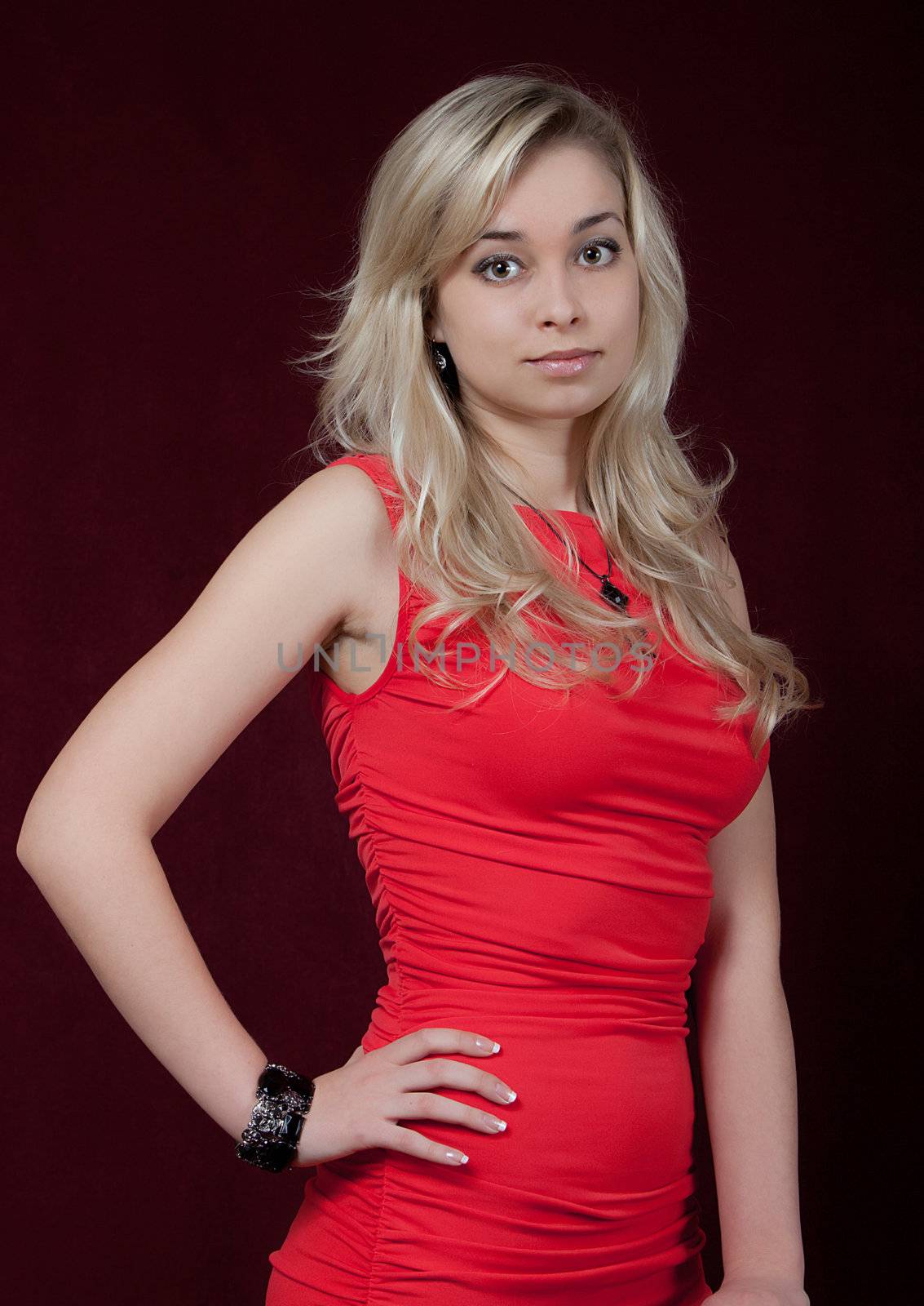 Portrait of the young beautiful girl on a dark background