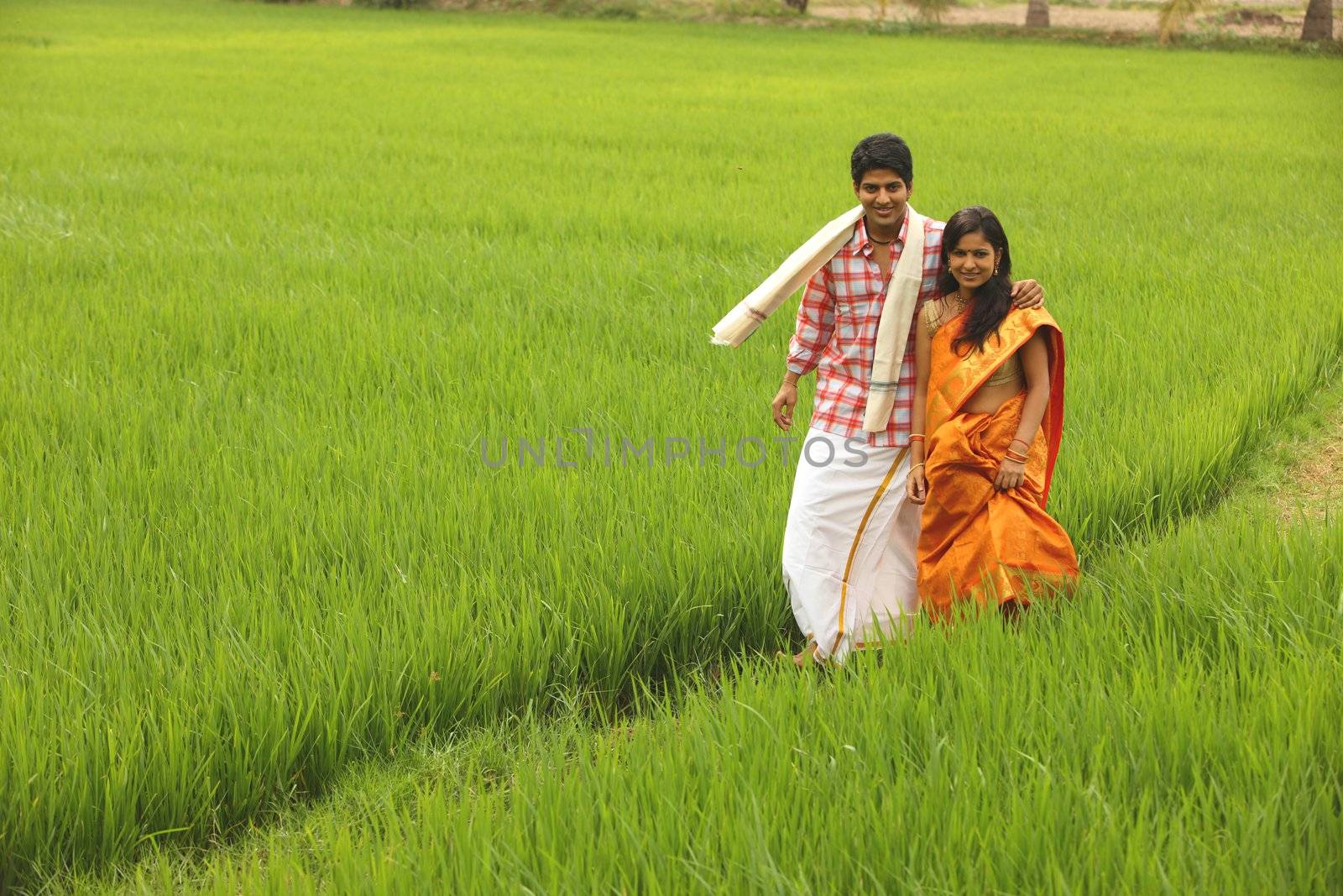 asian couple in a paddy field by GAMUTSTOCKIMAGES