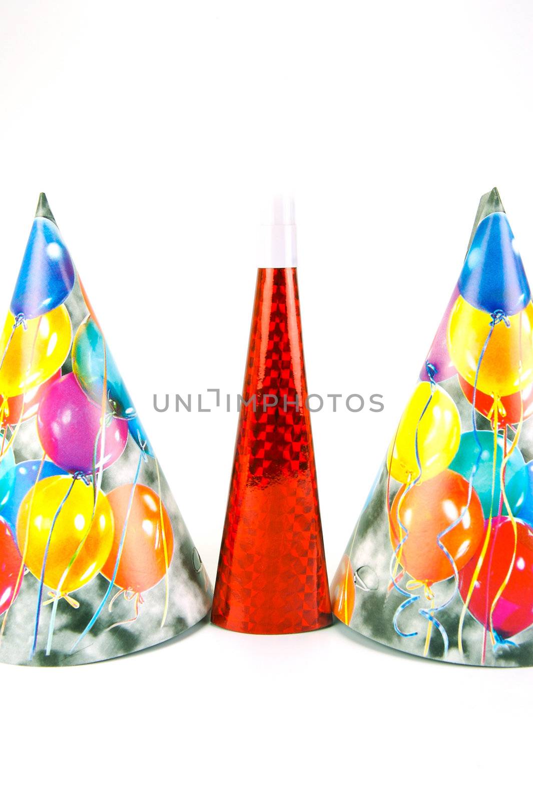 Party squawkers isolated against a white background