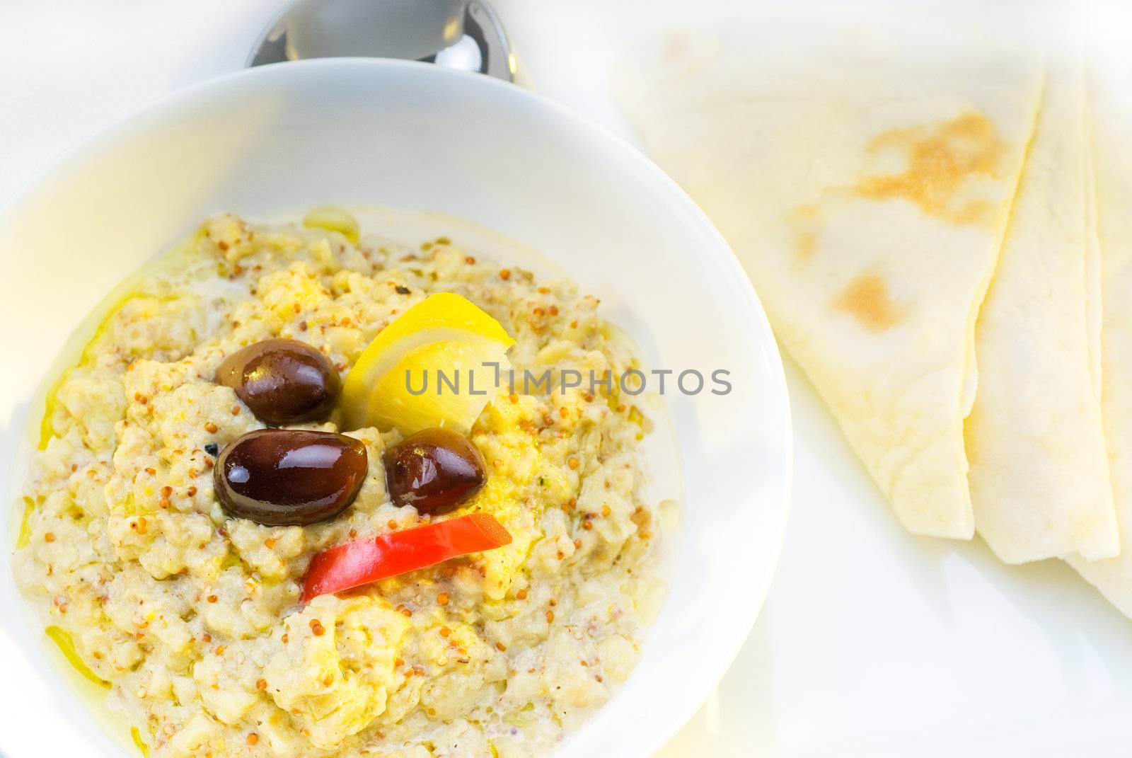 fresh homemade Badingian mutabbal Baba Ghanoush,traditional middle eastern dish