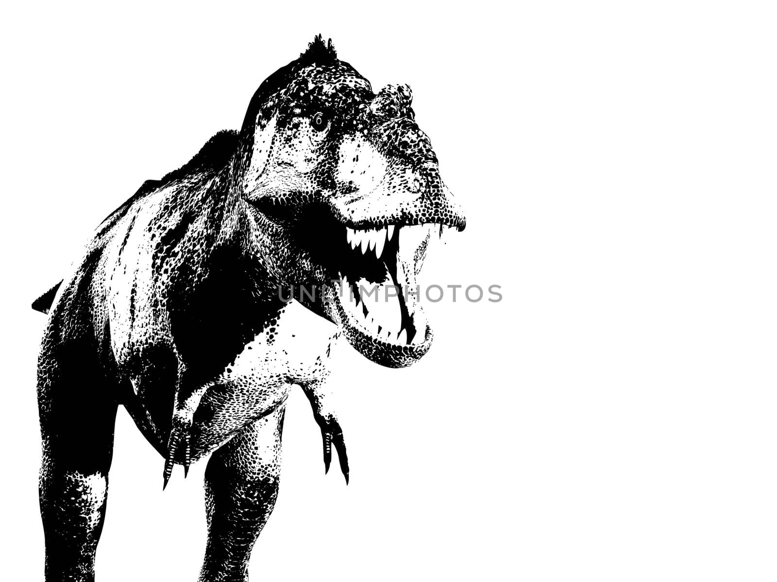 Illustration of a dangerous Tyrannosauruses Rex.