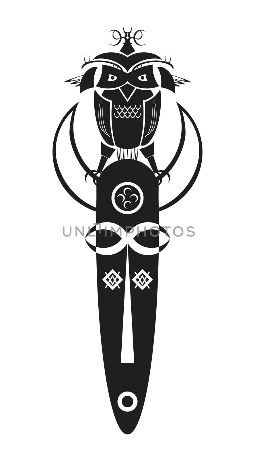 a monochrome stylised design of an african mask