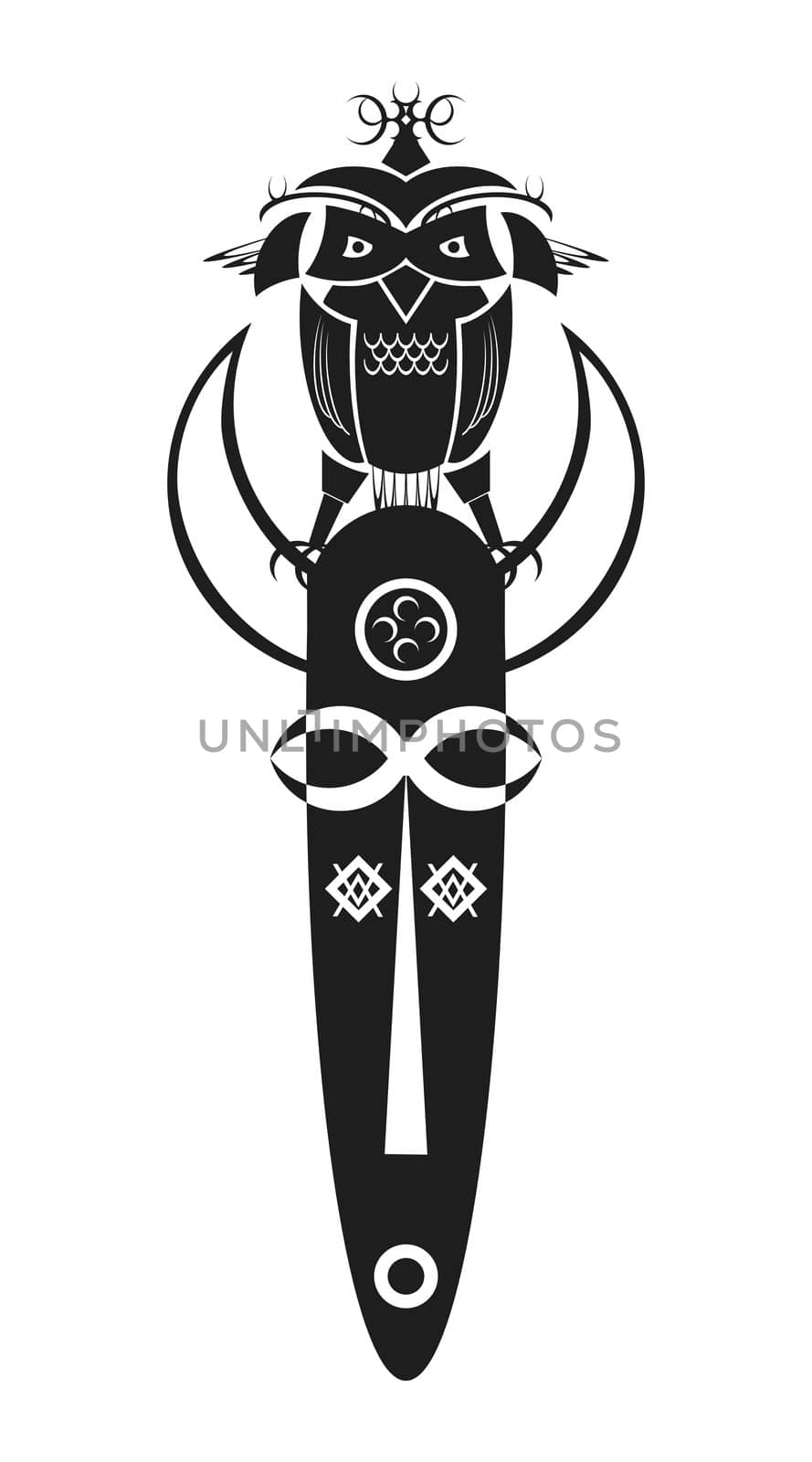 a monochrome stylised design of an african mask