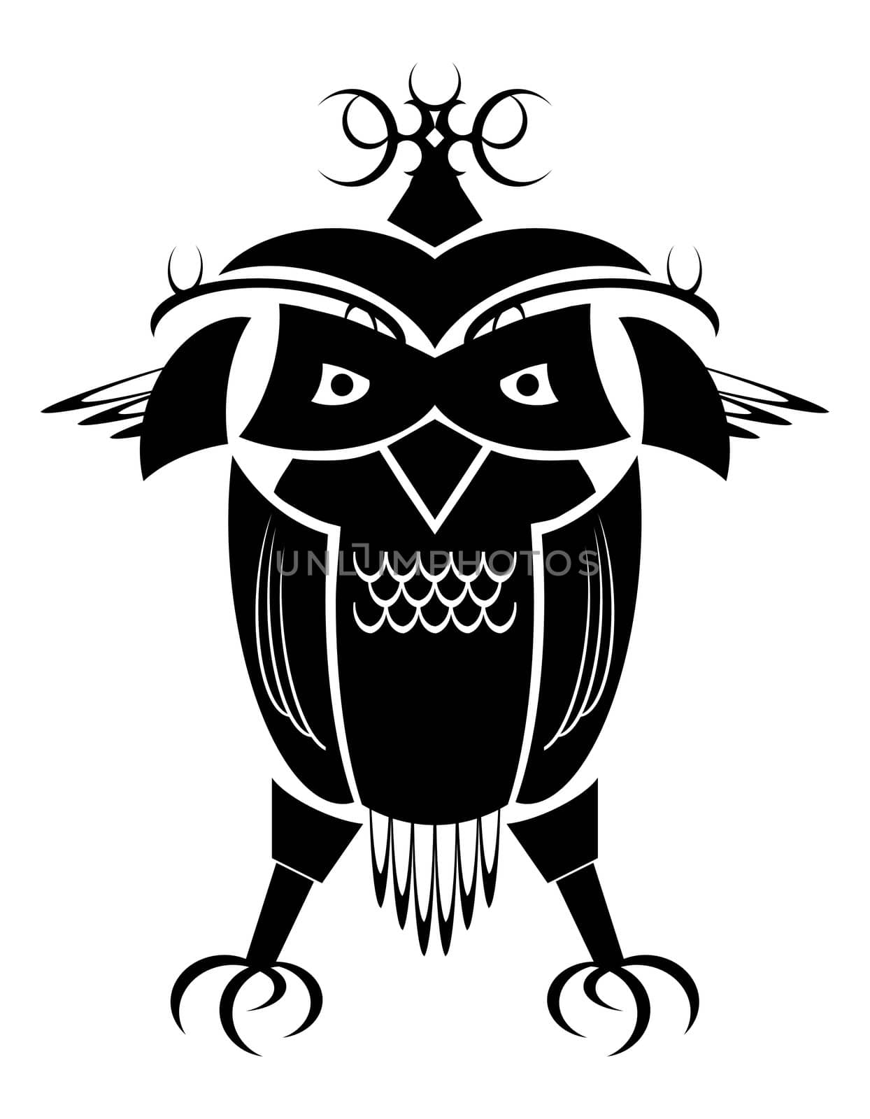 a stylided tribal design of an owl