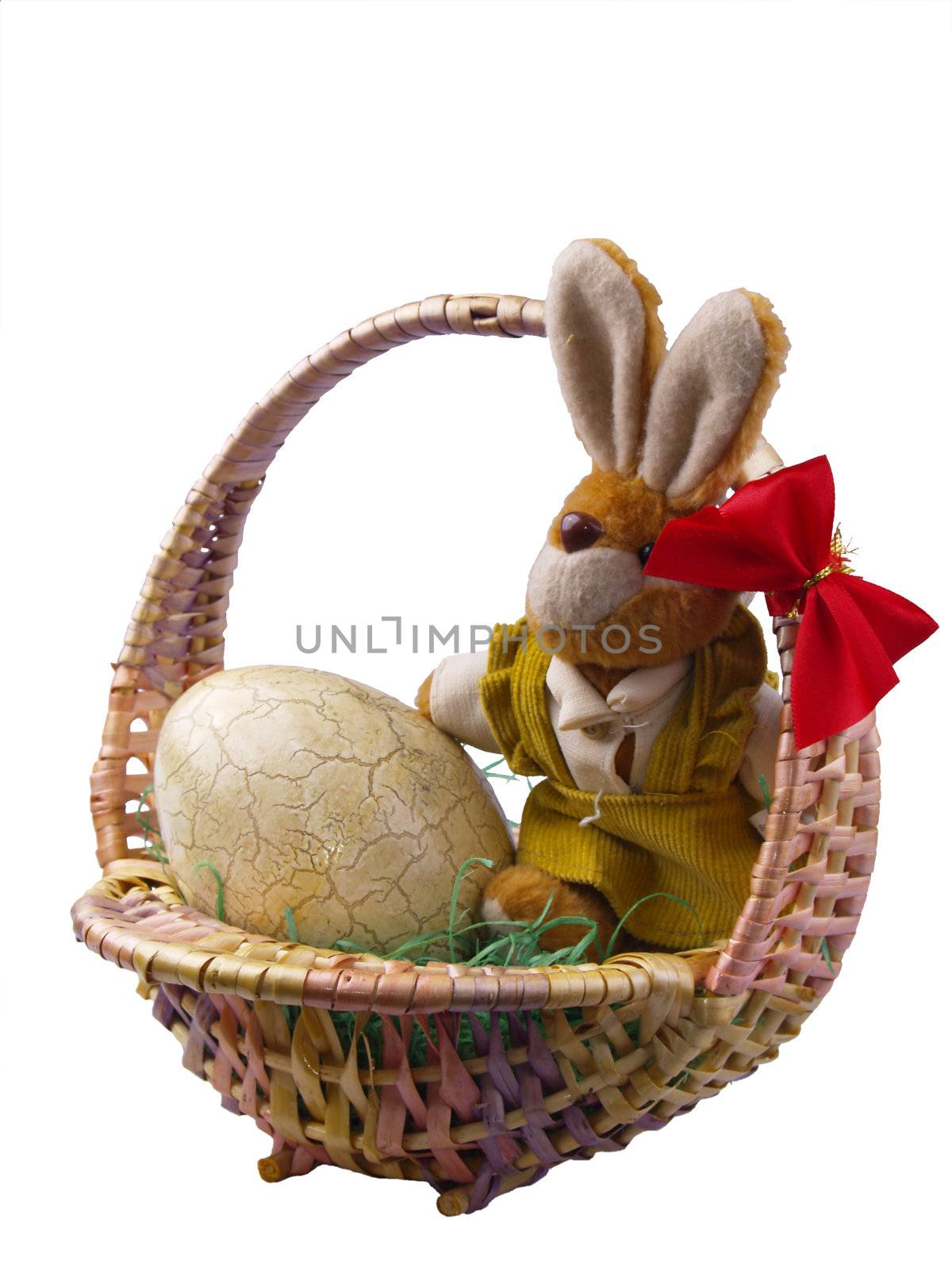 Basket with easter egg and bunny