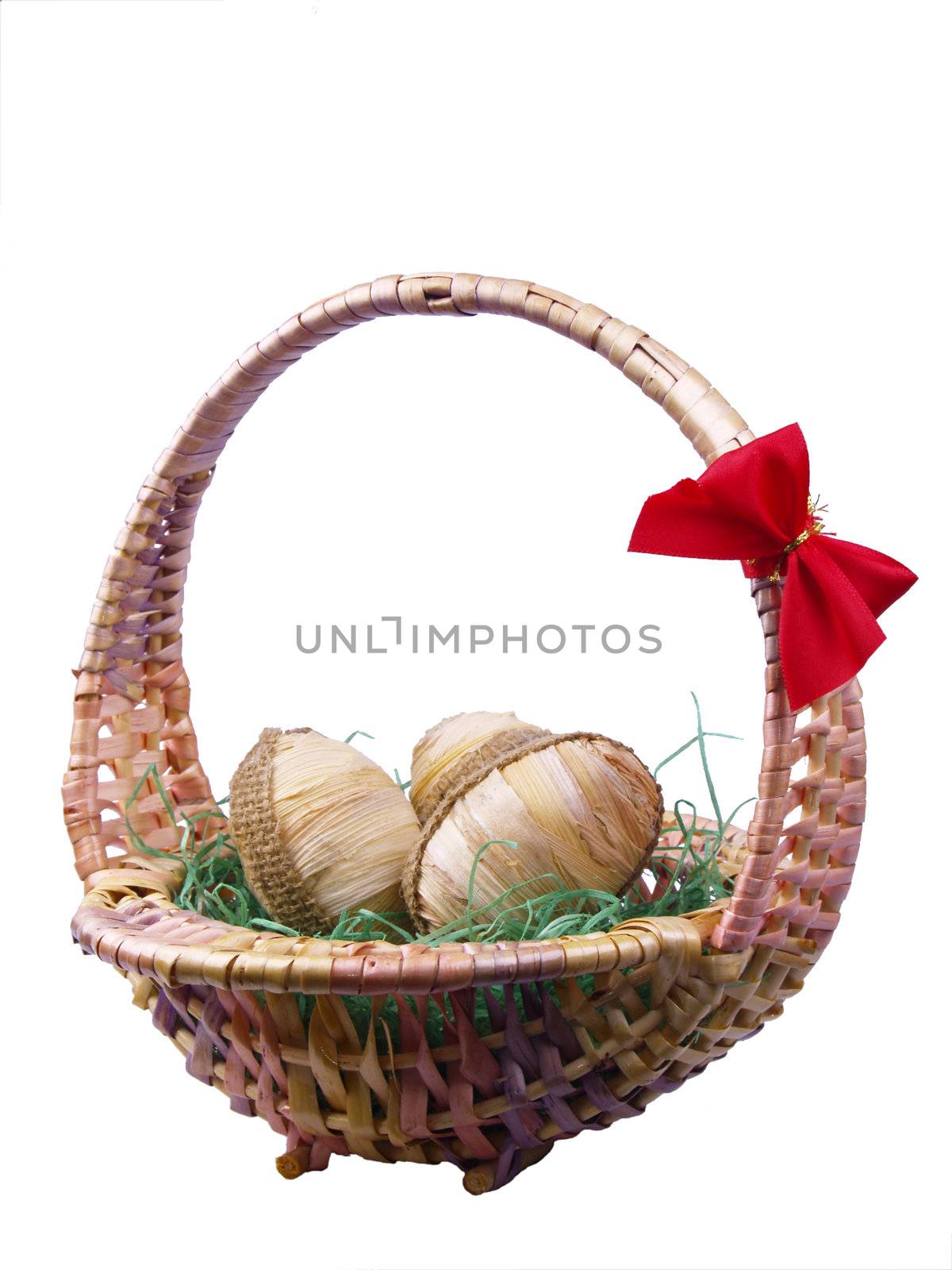 Basket with wrapped easter eggs