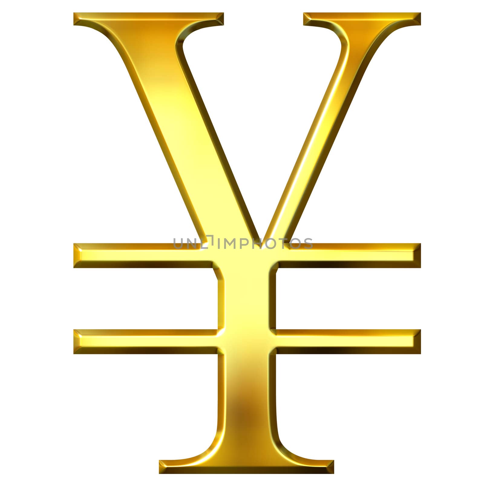 3d golden yen symbol isolated in white