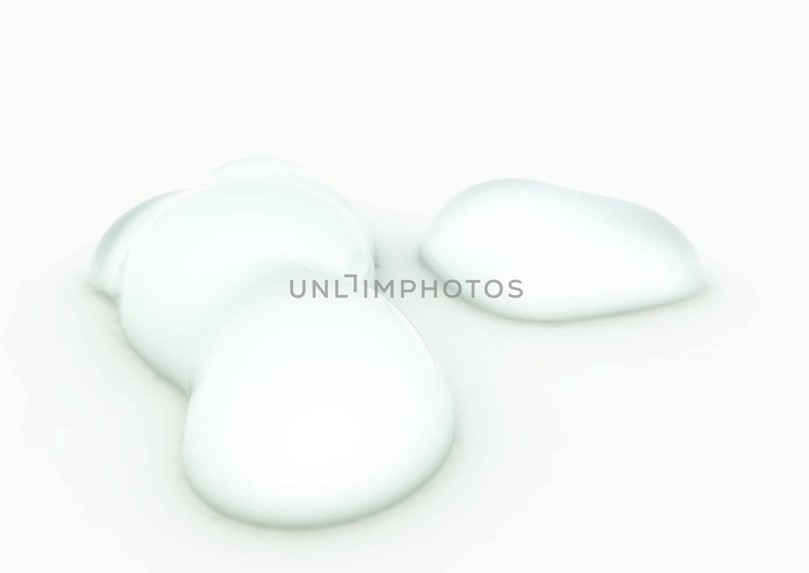 Some abstractly shaped water droplets.