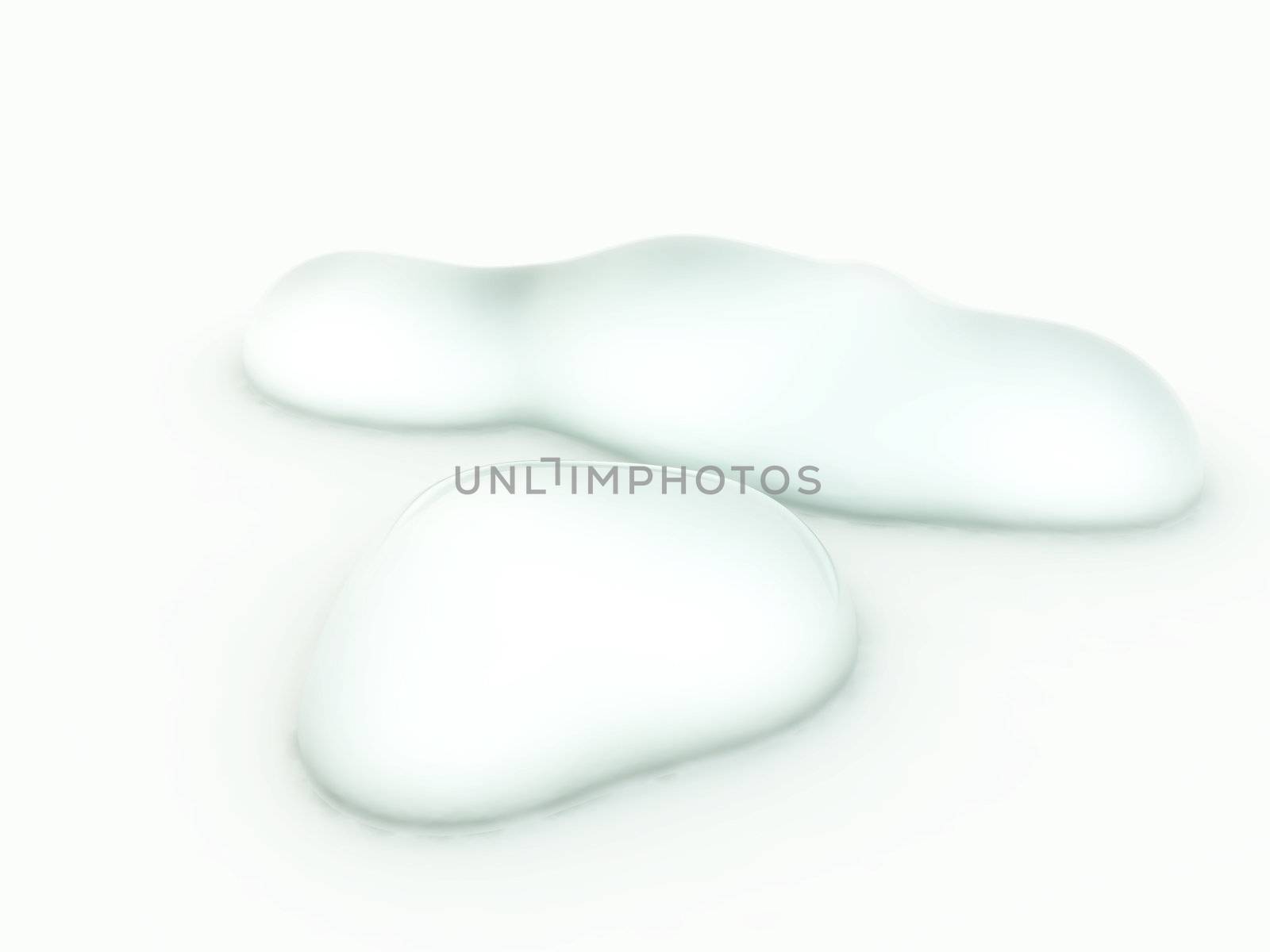 Some abstractly shaped water droplets.